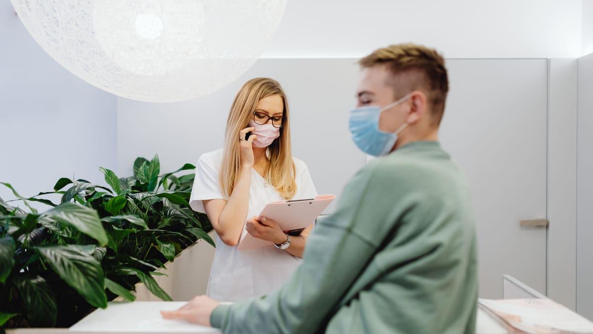 Reception desk in a small private medical clinic